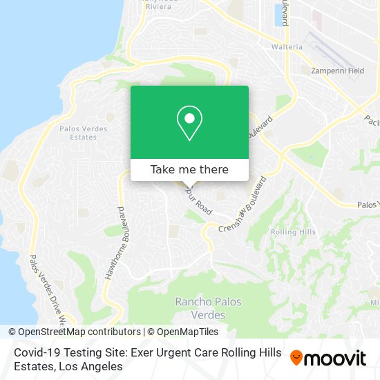 Covid-19 Testing Site: Exer Urgent Care Rolling Hills Estates map