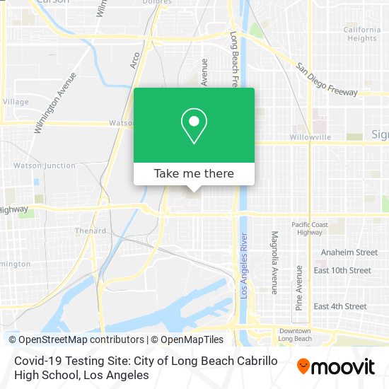 Mapa de Covid-19 Testing Site: City of Long Beach Cabrillo High School