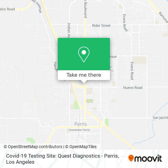 Mapa de Covid-19 Testing Site: Quest Diagnostics - Perris