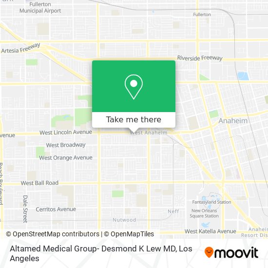 Mapa de Altamed Medical Group- Desmond K Lew MD