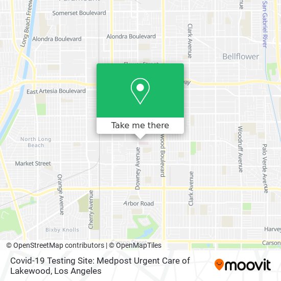 Covid-19 Testing Site: Medpost Urgent Care of Lakewood map