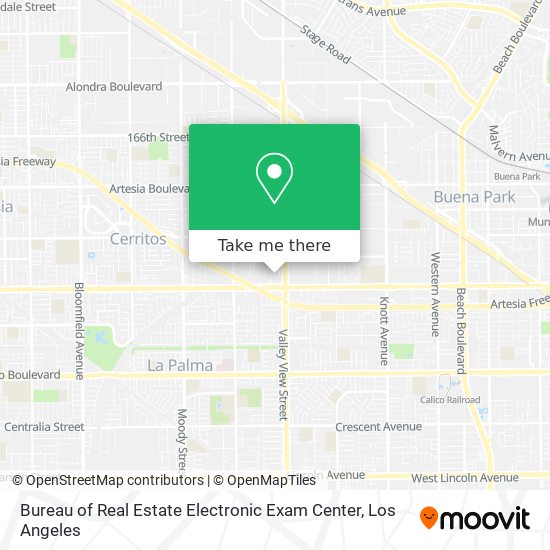 Mapa de Bureau of Real Estate Electronic Exam Center