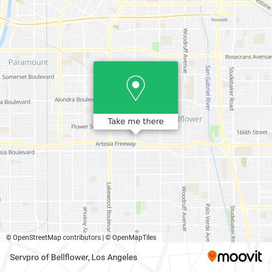 Servpro of Bellflower map