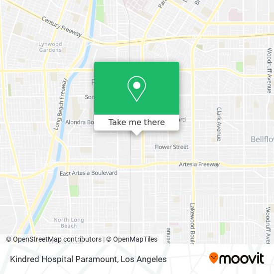 Kindred Hospital Paramount map