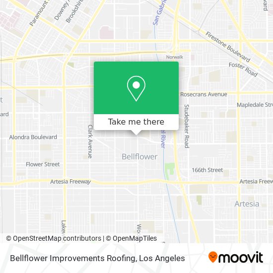 Bellflower Improvements Roofing map