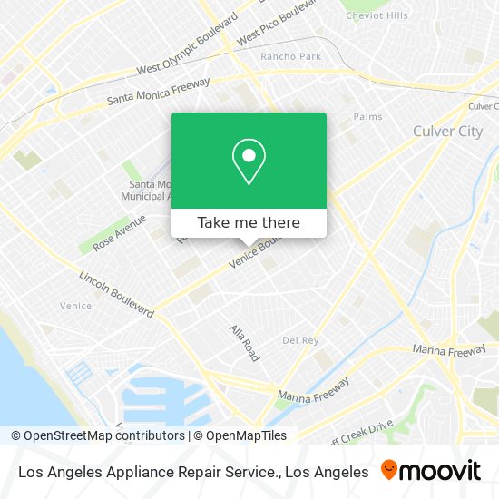 Mapa de Los Angeles Appliance Repair Service.