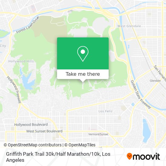 Mapa de Griffith Park Trail 30k / Half Marathon / 10k