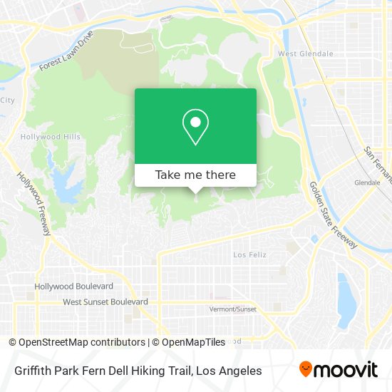 Mapa de Griffith Park Fern Dell Hiking Trail