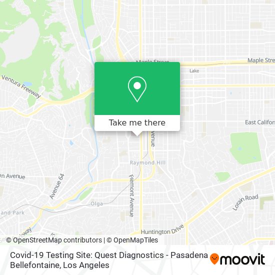 Mapa de Covid-19 Testing Site: Quest Diagnostics - Pasadena Bellefontaine