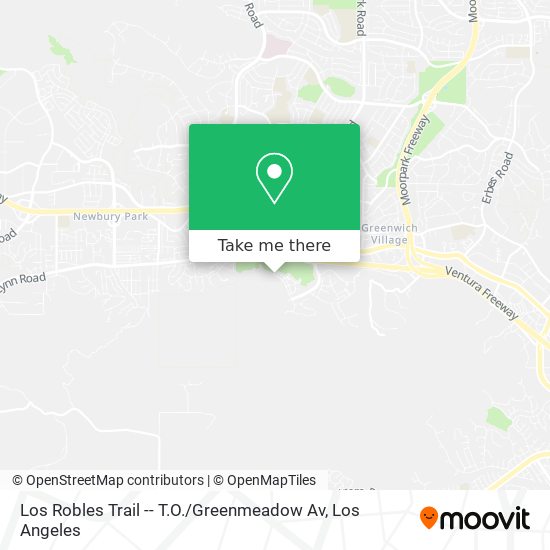 Los Robles Trail -- T.O. / Greenmeadow Av map
