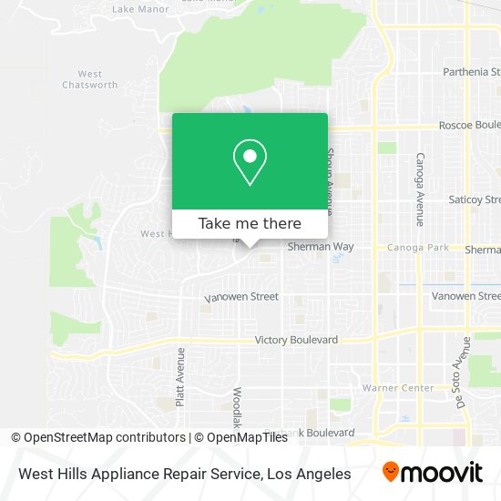 West Hills Appliance Repair Service map