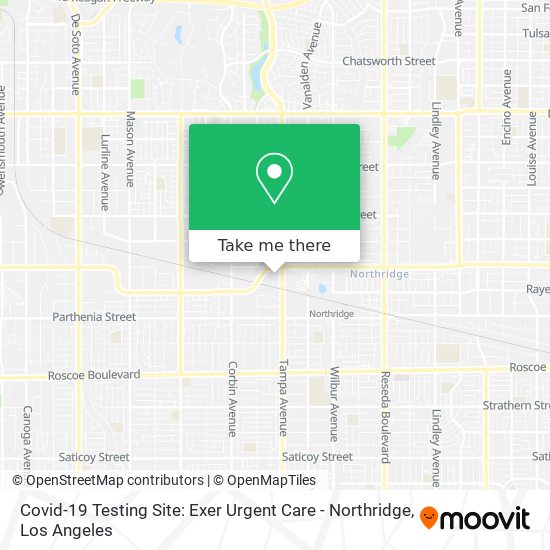 Covid-19 Testing Site: Exer Urgent Care - Northridge map