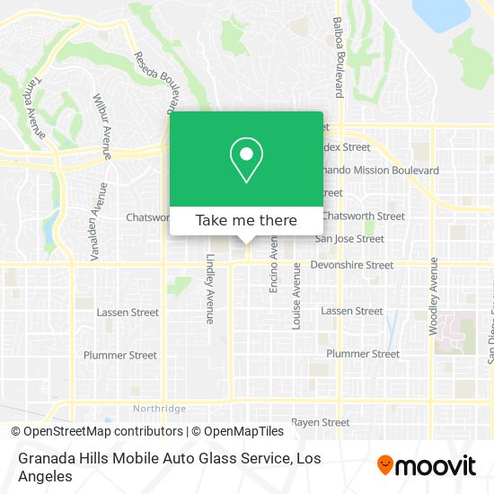 Granada Hills Mobile Auto Glass Service map