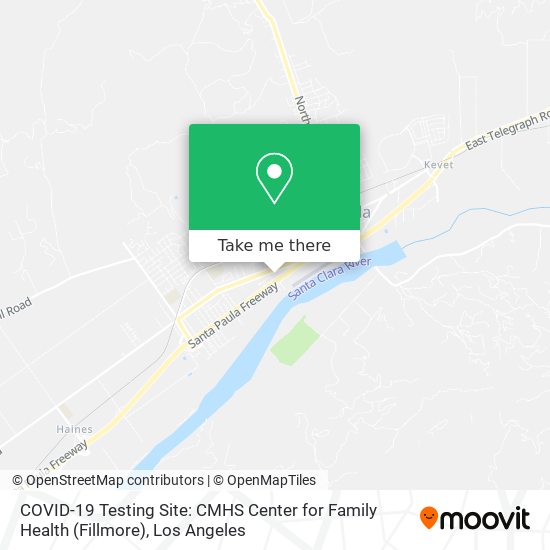 COVID-19 Testing Site: CMHS Center for Family Health (Fillmore) map