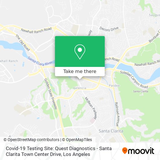 Mapa de Covid-19 Testing Site: Quest Diagnostics - Santa Clarita Town Center Drive