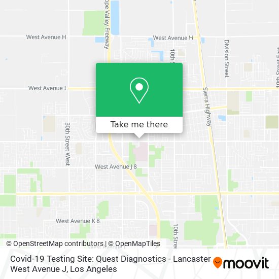 Mapa de Covid-19 Testing Site: Quest Diagnostics - Lancaster West Avenue J