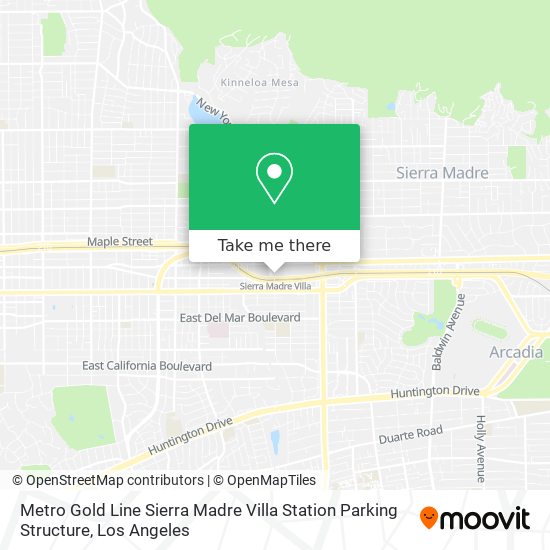 Mapa de Metro Gold Line Sierra Madre Villa Station Parking Structure