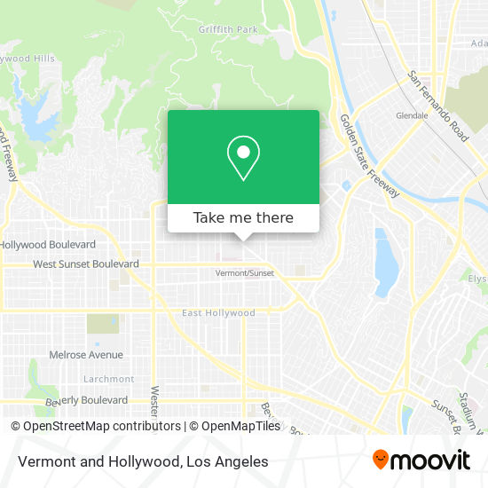 Vermont and Hollywood map