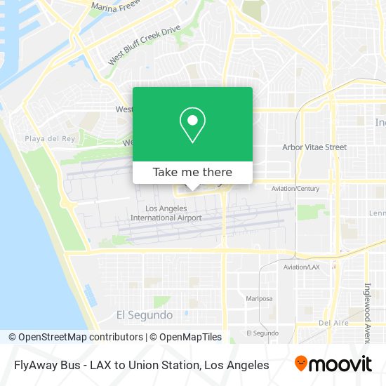 Mapa de FlyAway Bus - LAX to Union Station