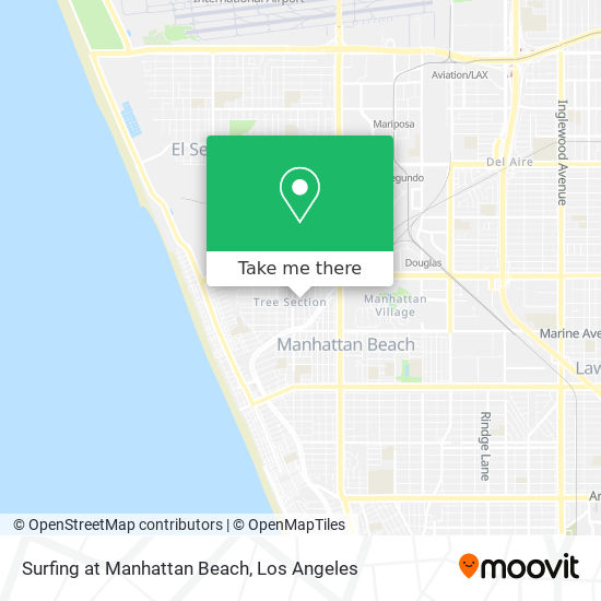 Surfing at Manhattan Beach map