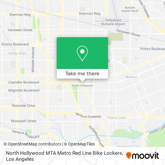 Mapa de North Hollywood MTA Metro Red Line Bike Lockers