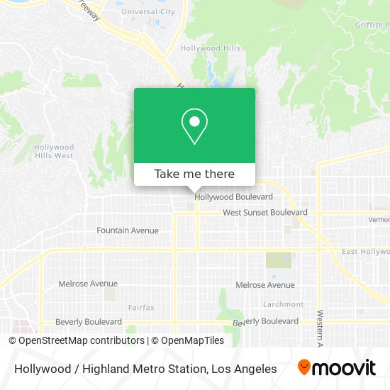 Mapa de Hollywood / Highland Metro Station