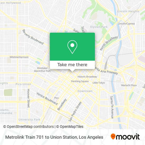 Mapa de Metrolink Train 701 to Union Station