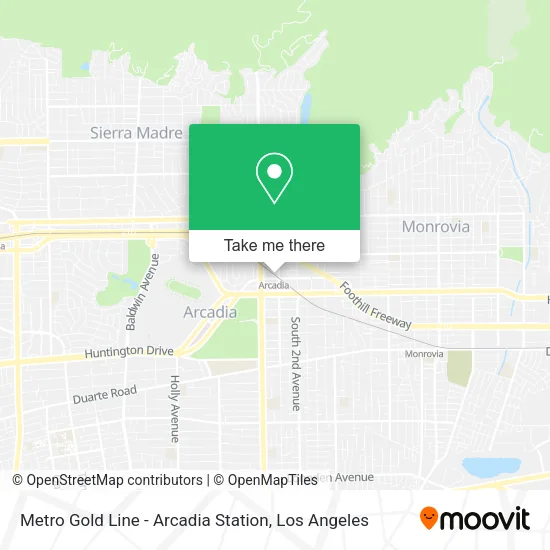 Mapa de Metro Gold Line -  Arcadia Station