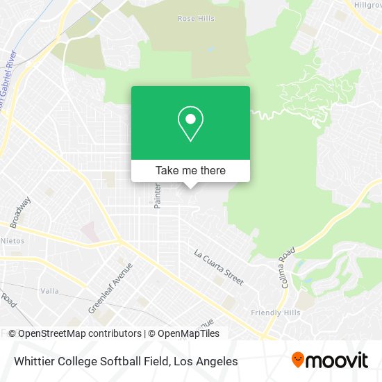 Whittier College Softball Field map