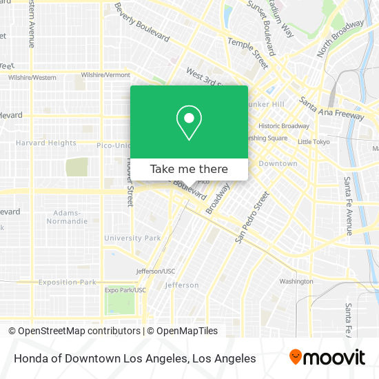 Honda of Downtown Los Angeles map