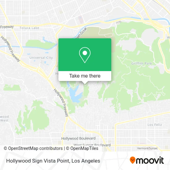 Hollywood Sign Vista Point map