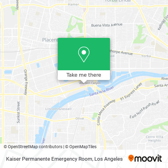 Mapa de Kaiser Permanente Emergency Room