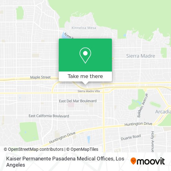 Kaiser Permanente Pasadena Medical Offices map