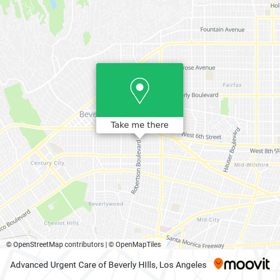 Advanced Urgent Care of Beverly HIlls map