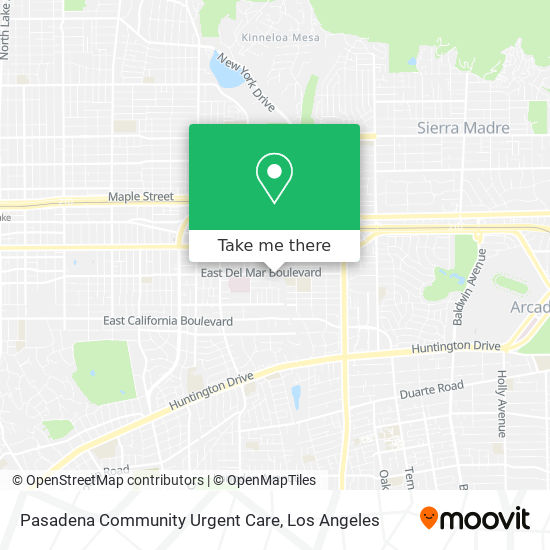 Pasadena Community Urgent Care map