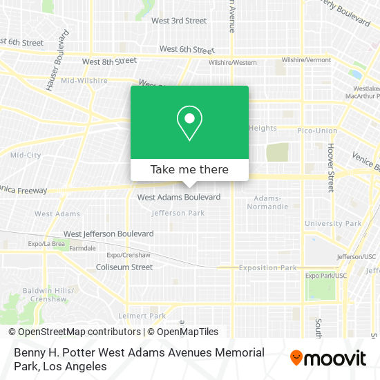 Benny H. Potter West Adams Avenues Memorial Park map