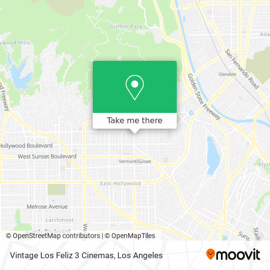Vintage Los Feliz 3 Cinemas map