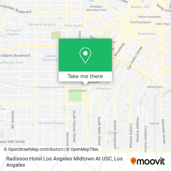 Mapa de Radisson Hotel Los Angeles Midtown At USC