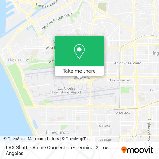 LAX Shuttle Airline Connection - Terminal 2 map