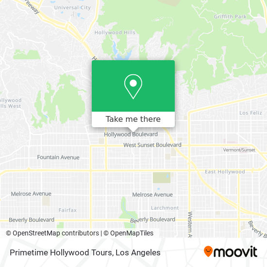Primetime Hollywood Tours map