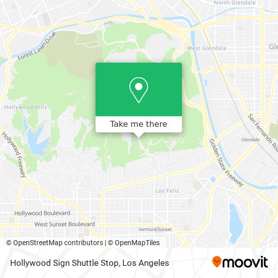 Hollywood Sign Shuttle Stop map