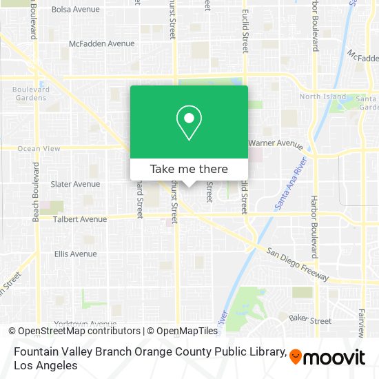 Fountain Valley Branch Orange County Public Library map