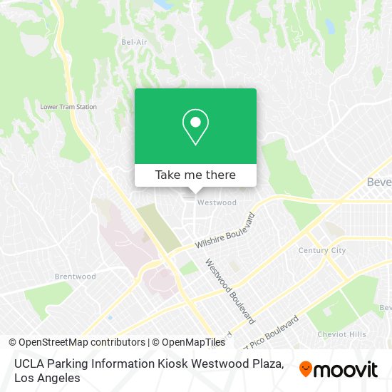 UCLA Parking Information Kiosk Westwood Plaza map