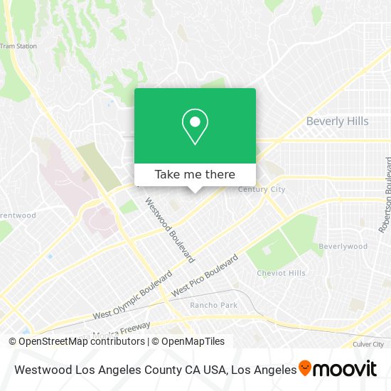 Westwood Los Angeles County CA USA map