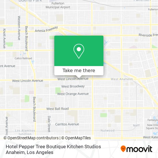 Mapa de Hotel Pepper Tree Boutique Kitchen Studios Anaheim