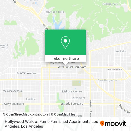Hollywood Walk of Fame Furnished Apartments Los Angeles map