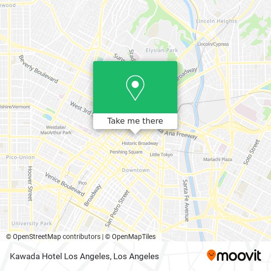 Mapa de Kawada Hotel Los Angeles