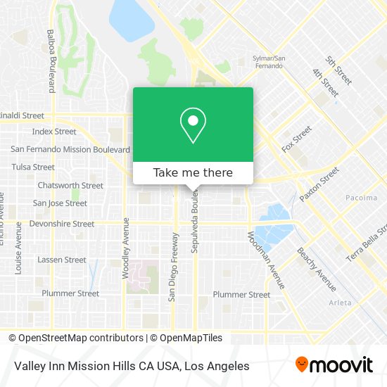 Valley Inn Mission Hills CA USA map