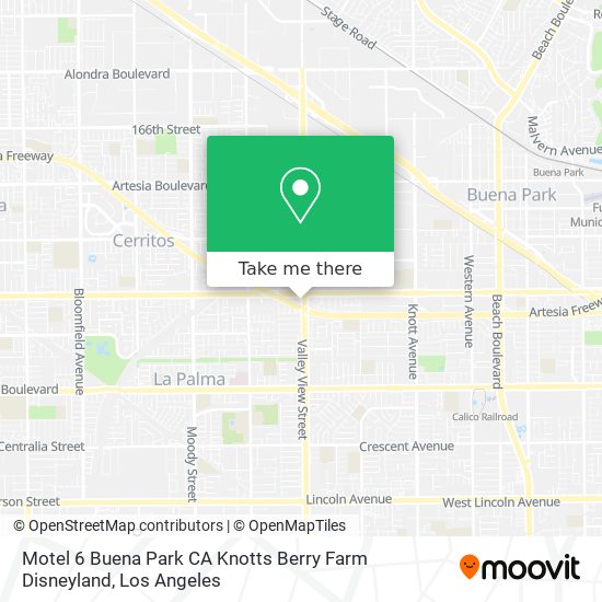 Mapa de Motel 6 Buena Park CA Knotts Berry Farm Disneyland