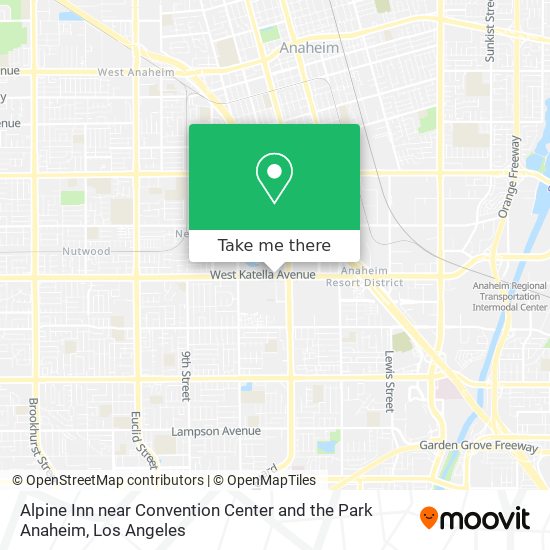 Alpine Inn near Convention Center and the Park Anaheim map